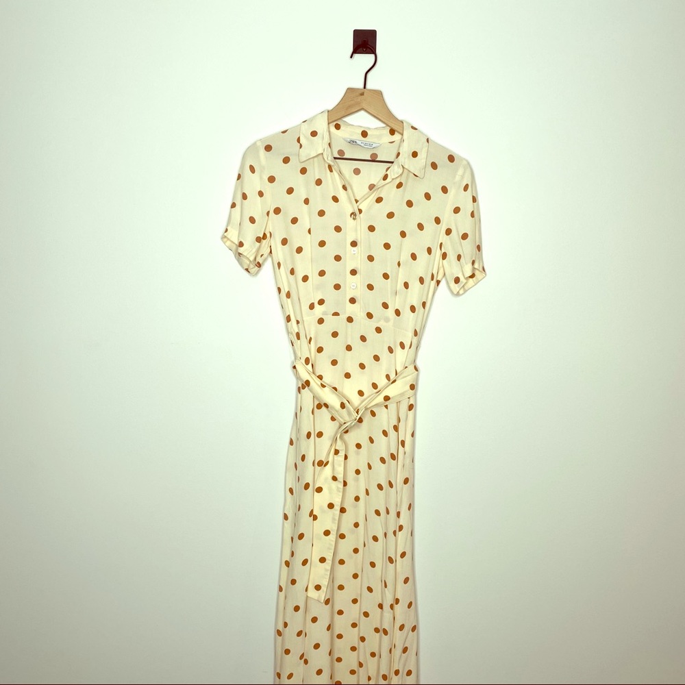 Zara Cream and Blush Polka Dot Dress